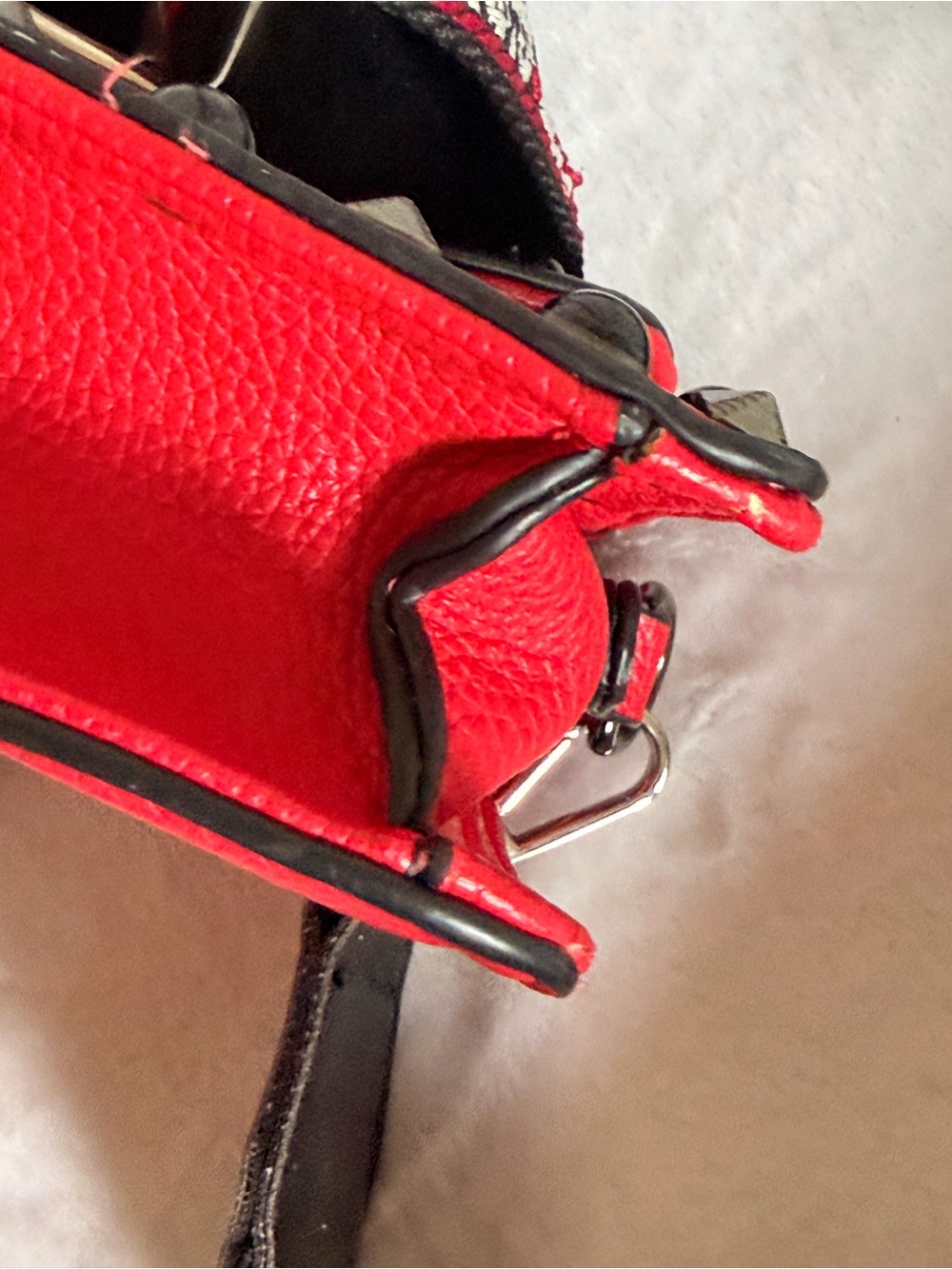 MERSI Red Studded Leather Crossbody Bag with Decorative Strap - Picture 8 of 8